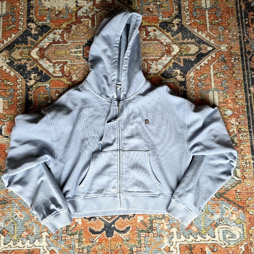 Teddy Fresh Blue Cropped Zip-Up Hoodie